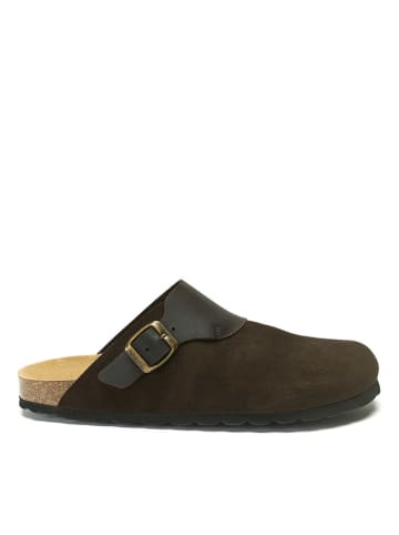 Mandel Leder-Clogs in Braun