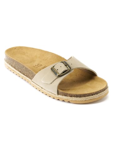 Mandel Leder-Pantoletten "Agata" in Beige