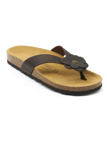 Mandel Leder-Zehentrenner "Lene" in Braun