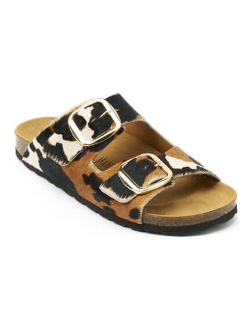 Mandel Skórzane klapki "Alberto" w kolorze biało-jasnobrązowym