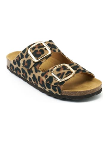 Mandel Pantoletten 'Alberto" in Beige/ Braun