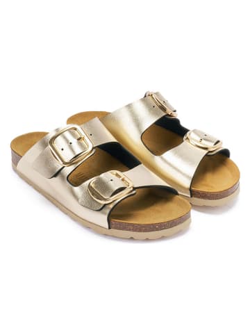 Mandel Pantoletten in Gold