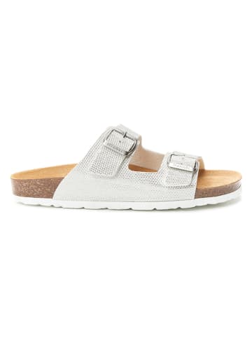 Mandel Slippers "Alberto" wit/zilverkleurig