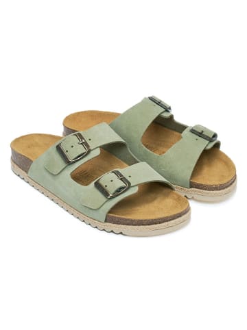 Mandel Leren slippers groen