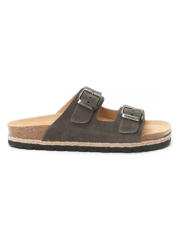 Mandel Leren slippers antraciet