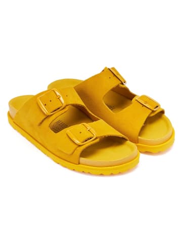 Mandel Leren slippers geel