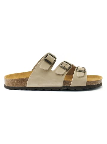 Mandel Leder-Pantoletten "Paco" in Beige