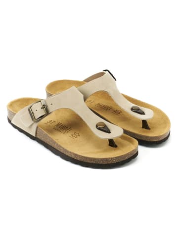 Mandel Leder-Zehentrenner "Blanca" in Beige