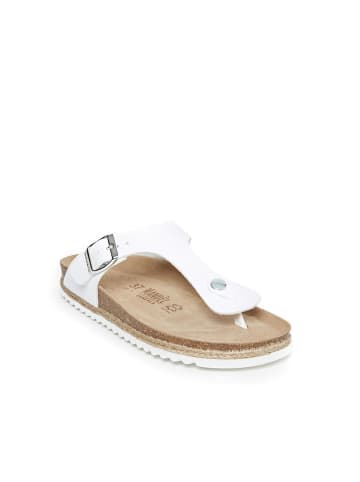 Mandel Leren teenslippers "Blanca" wit