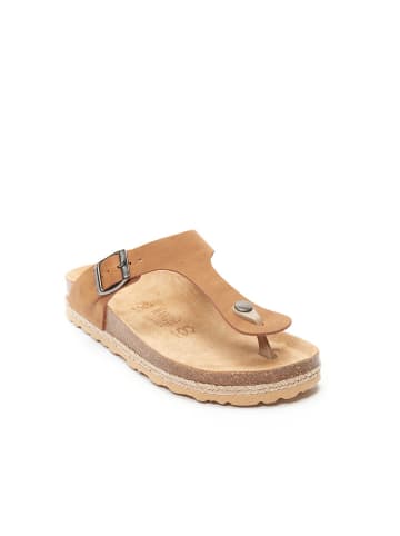 Mandel Leren teenslippers "Blanca" lichtbruin