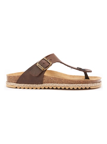 Mandel Leder-Zehentrenner in Braun