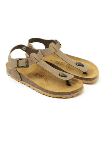 Mandel Leder-Zehensandalen "Leon" in Hellbraun