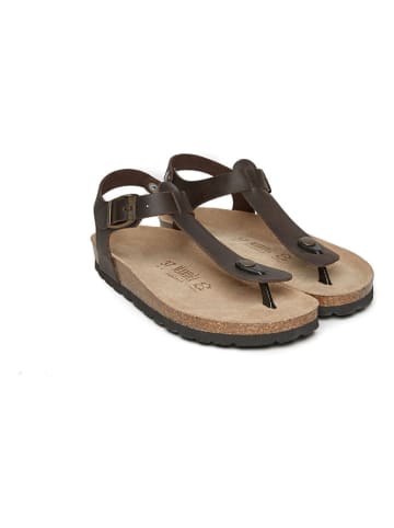 Mandel Leder-Zehensandalen in Braun