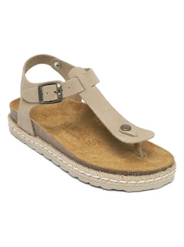 Mandel Leren teensandalen beige/bruin