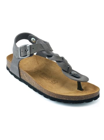 Mandel Leder-Zehensandalen in Grau
