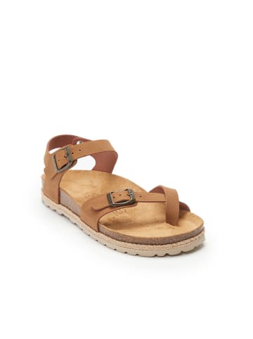 Mandel Leren teenslippers "Eisa" lichtbruin