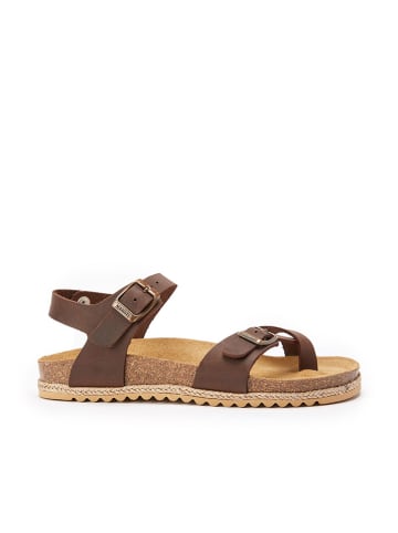 Mandel Leren teenslippers "Eisa" bruin