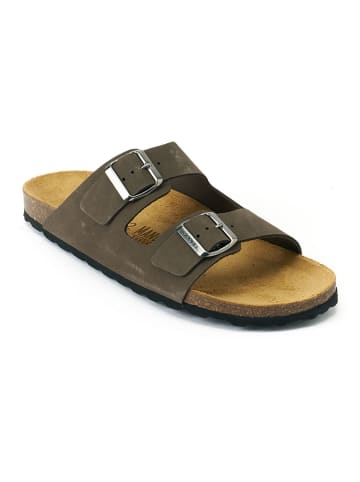 Mandel Skórzane klapki "Alberto" w kolorze antracytowym