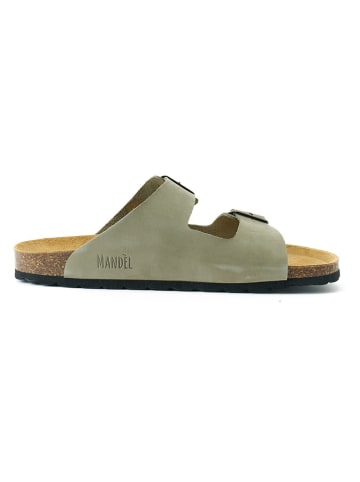 Mandel Leder-Pantoletten "Alberto" in Khaki