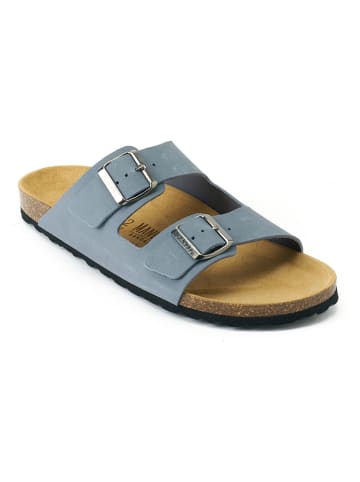 Mandel Leder-Pantoletten "Alberto" in Hellblau