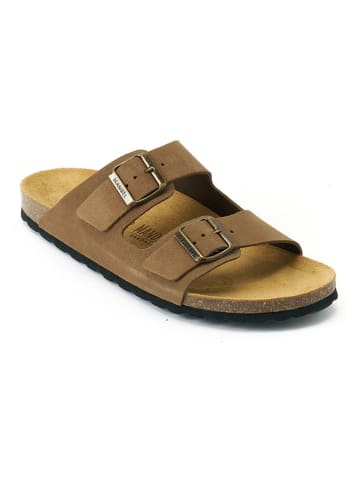 Mandel Leder-PAntoletten "Alberto" lichtbruin