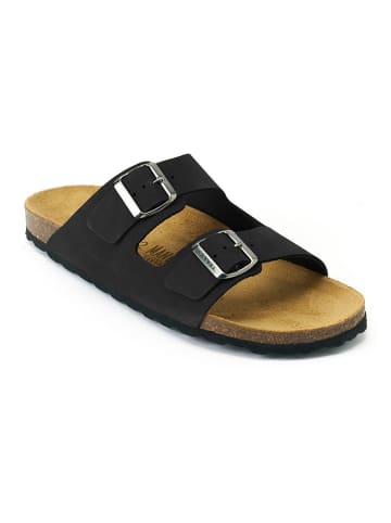 Mandel Leren slippers "Alberto" zwart