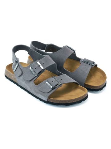 Mandel Leder-Sandalen in Grau