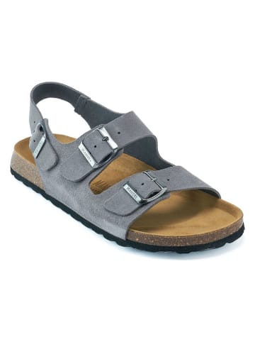 Mandel Leder-Sandalen in Grau