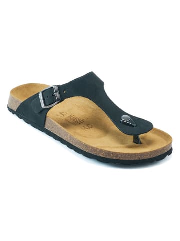 Mandel Leren teenslippers donkerblauw