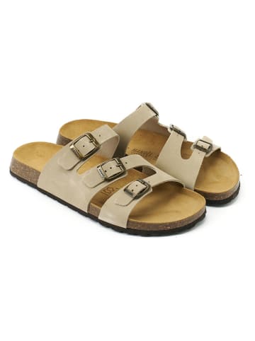 Mandel Leren slippers "Paco" beige