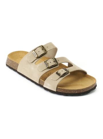Mandel Leder-Pantoletten "Paco" in Beige