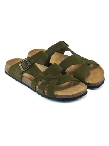 Mandel Skórzane klapki w kolorze khaki