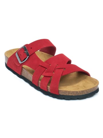 Mandel Leren slippers rood