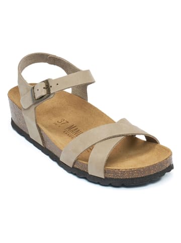 Mandel Leren sandalen taupe