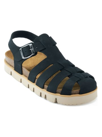 Mandel Leder-Halbsandalen in Schwarz