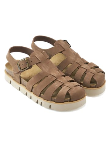 Mandel Leder-Halbsandalen in Braun