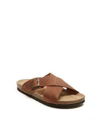 Mandel Pantoletten in Hellbraun