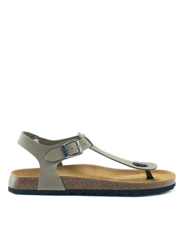 Mandel Leren teensandalen grijs