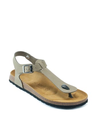 Mandel Leren teensandalen grijs