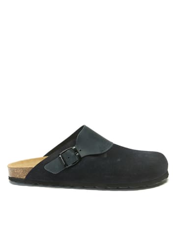 Mandel Leren clogs donkerblauw