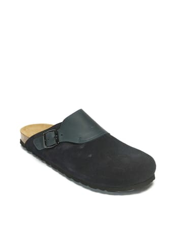 Mandel Leren clogs donkerblauw