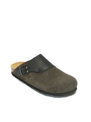 Mandel Leren clogs grijs