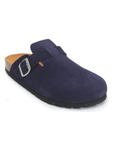Mandel Leder-Clogs in Dunkelblau