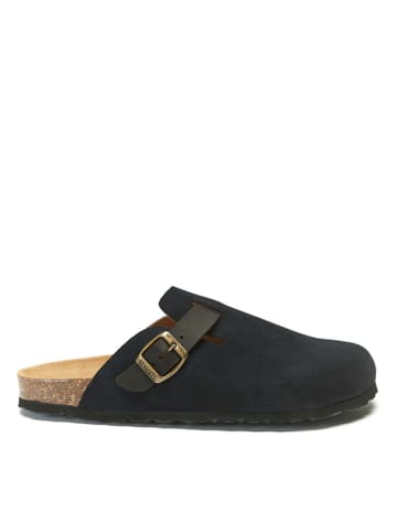 Mandel Leren clogs donkerblauw