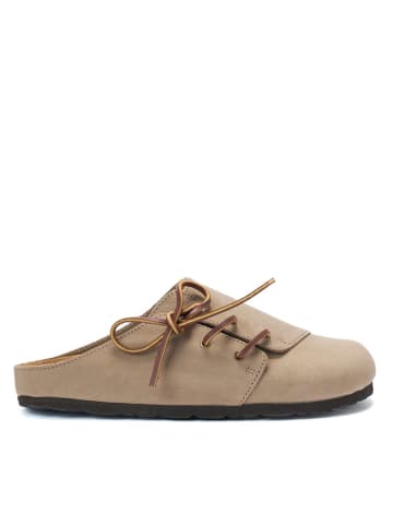 Mandel Leren clogs beige