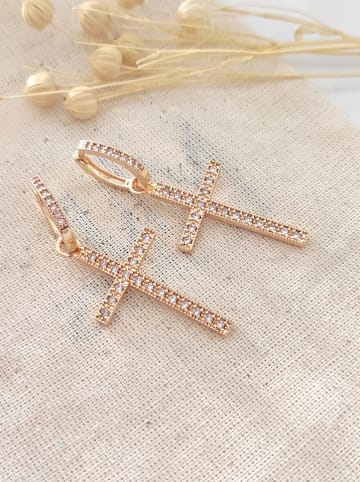 atelier MIU Pozłacane kolczyki-kreole z cyrkoniami