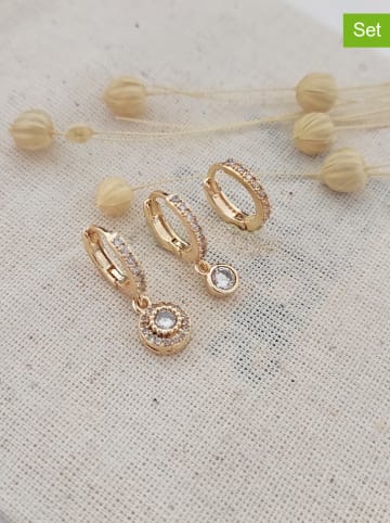 atelier MIU 3-delige set: creolen met edelstenen