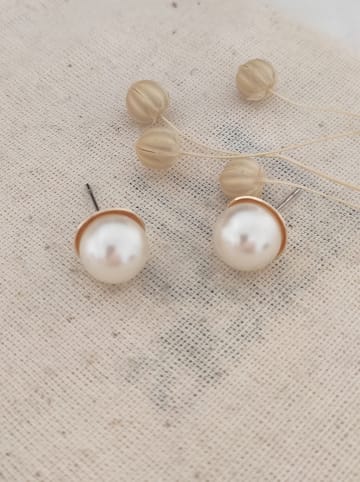 atelier MIU Vergulde oorstekers met parels