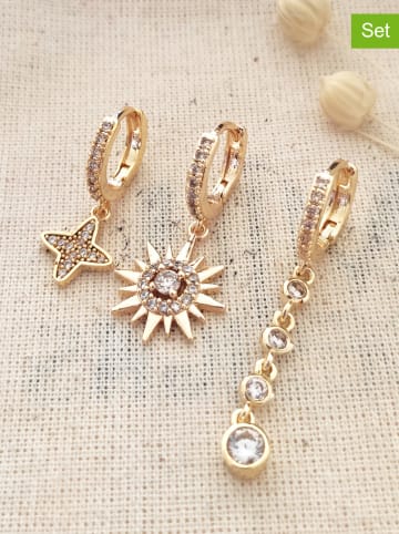 atelier MIU 3-delige set: creolen met edelstenen