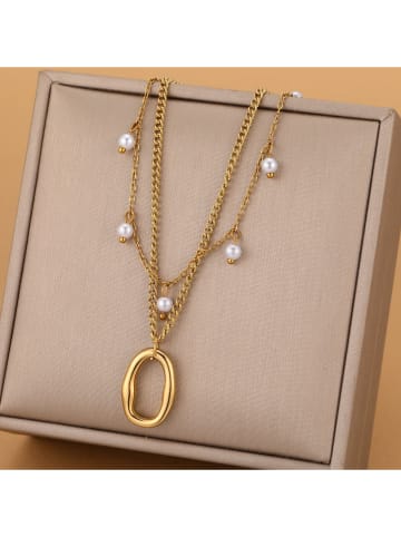 atelier MIU Vergulde ketting met hanger en parels - (L)45 cm